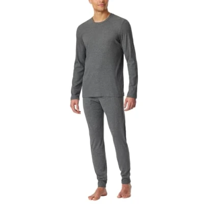 Afbeelding van Schiesser Schlafanzug Lang Zacht Flanel Moderne Nachtkleding Pijama Set Heren, Donkergrijs blauw (181919)