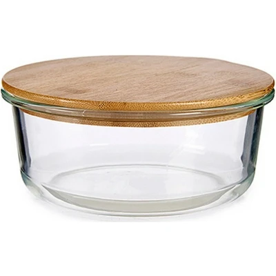 Afbeelding van Lunchbox Transparant Bamboe Borosilicaatglas 17 x 7 cm