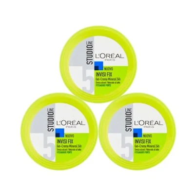 Afbeelding van L&#039;Oréal Paris Studio Line Invisi Fix Gel Mineral Cream, langdurig, 24 uur, 5 sterk, 3 glazen van 150 ml