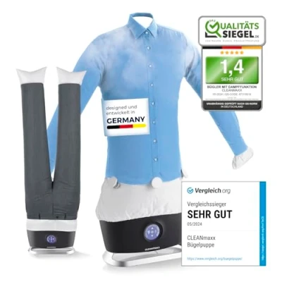 Afbeelding van CLEANmaxx Pro Steam Automatisch strijkijzer voor overhemden en blouses, met stoomfunctie touchscreen, vermindert geurtjes, desinfecteert, glad verfrist