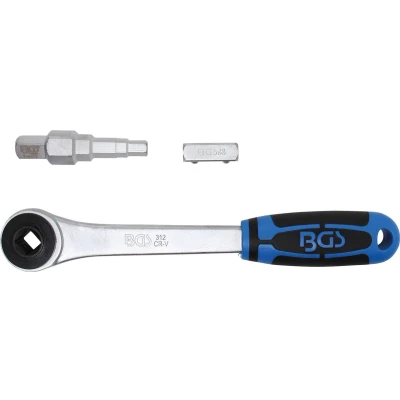Afbeelding van BGS Doorsteek ratelsleutel met adapter en trappensleutel uitgaande binnenvierkant 1/2&quot;