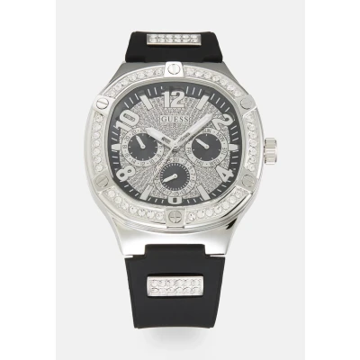 Afbeelding van Guess DUKE Chronograaf, Heren, Maat: One Size, Black glitz/silver tone
