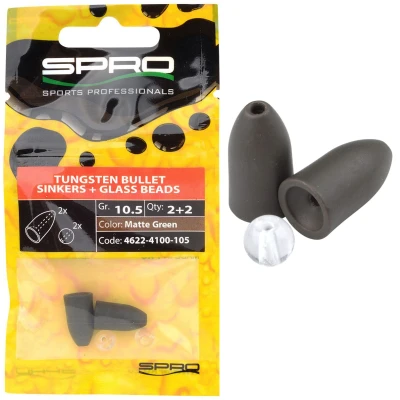 Afbeelding van Spro Matt Camo Tungsten Bullet Sinker &amp; Glass Beads (2+2 pcs) Maat : 10.5g