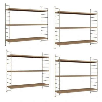 Afbeelding van Wandplank Strängnäs set van 4 verstelbaar 50x60x15 cm lichtbruin [en.casa]
