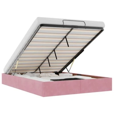 Afbeelding van vidaXL Ottoman bedframe zonder matras 140x200 cm fluweel roze