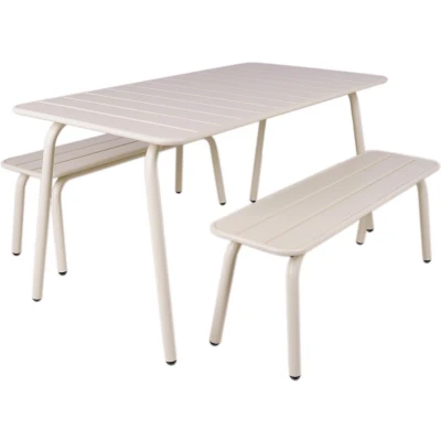 Afbeelding van MaximaVida metalen picknickset Max 150 cm ivoor 3 delig