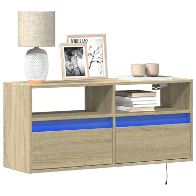 Afbeelding van Tv wandmeubel met LED verlichting 100x31x45 cm sonoma eiken