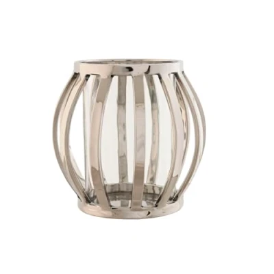 Afbeelding van Kaarshouder Home ESPRIT Zilverkleurig Kristal Staal 14 x cm