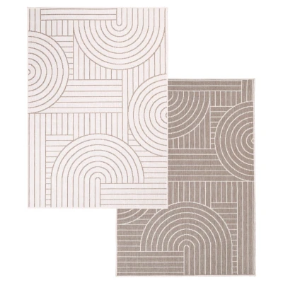 Afbeelding van Duo Binnen en Buiten Vloerkleed Dubbelzijdig Outdoor Laagpolig Tapijt Beige 200x290 cm Rechthoek Polypropyleen Tapijtenloods