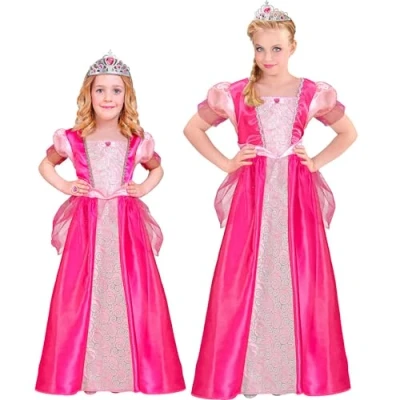 Afbeelding van W WIDMANN Prinsessenkostuum voor kinderen, roze, jurk en diadeem, koningin, sprookje, carnavalskostuum
