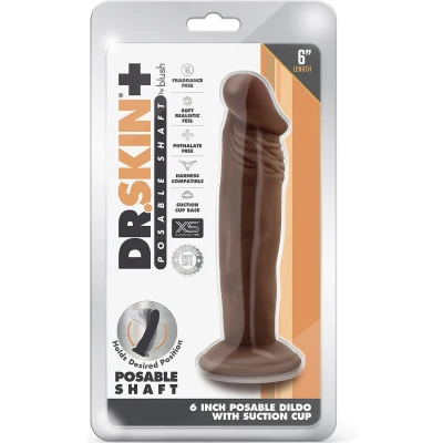 Afbeelding van Blush Dildo Love Toy Dr. Skin Plus 6 Inch Posable Chocolate Bruin
