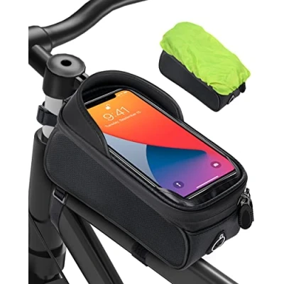 Afbeelding van Fiets Telefoonhouder Waterdichte Fietsframetas Frametas Telefoon Mobiele Fietstas Fietstelefoonhouder met Regenhoes Grote Capaciteit Touchscreen voor Smartphone onder 6,8 inch