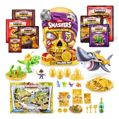 Afbeelding van Smashers Dino Island Gold Treasure Hunt van ZURU speelgoed met thema schattenjacht interactief speelgoed, verzamelspeelgoed voor kinderen en jongeren, Giant (31,6 cm) (grijs)