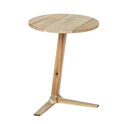Afbeelding van WENKO houten nachtkastje, bankpunt, bijzettafel voor woonkamer, bijzetmeubel met geïntegreerde opslag, acaciahout, FSC, acina, Ø 40 cm x h 50
