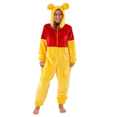 Afbeelding van Disney Winnie de Poeh Jumpsuit voor dames kostuums Fleece pyjama Maten Klein tot XX Large Officiële merchandise, Geel.