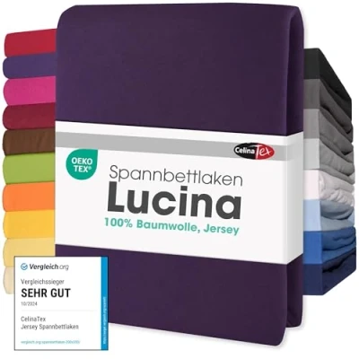 Afbeelding van CelinaTex Lucina Hoeslakens 90x200 100x200 cm paars katoen hoeslaken Jersey Sheets