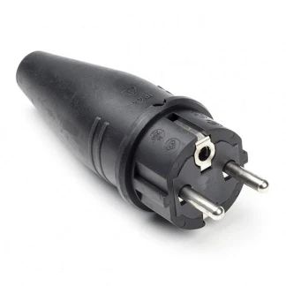 Afbeelding van Schuko stekker Q link (Randaarde/Penaarde, 16 A, Rubber, Zwart)