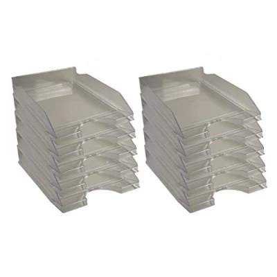 Afbeelding van Exacompta 12327D Ecotray Brievenbakje Office, grijs, transparant, A4 Plus, capaciteit 500 vellen, 10 stuks