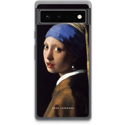 Afbeelding van Case Company® hoesje geschikt voor Google Pixel 6 The Pearl Earring Soft Cover Telefoonhoesje Bescherming aan alle Kanten en Schermrand