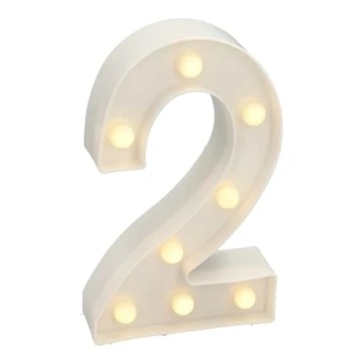 Afbeelding van JANDEI Lichtgevende letters en cijfers, warm licht, decoratie milieu, bedlampjes, vitrines, bruiloften, verjaardagen, feestjes. Werkt op AA batterijen niet inbegrepen (nummer 2)