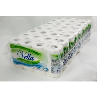 Afbeelding van Vella Toiletpapier, voordeelverpakking met 64 rollen, 3 laags, wit, cellulosevezels, 150 vellen per rol