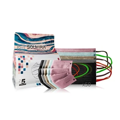 Afbeelding van 50 stuks medische wegwerpmaskers type IIR, gemengde kleuren, CE, BFE ≥ 98%, EN 14683:2019 + AC: 2019