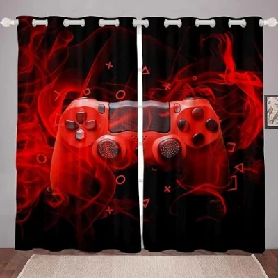 Afbeelding van GDDO Set van 2 verduisteringsgordijnen, ondoorzichtig gordijn met oogjes, thermisch gordijn, verduisteringsgordijnen voor slaapkamer, woonkamer (rood, 140 x 160)
