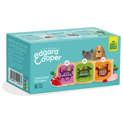 Afbeelding van Edgard&amp;Cooper Kuipjes Multipack Adult Chicken Game Lamb Hondenvoer Kip Wild Lam 6x100 g
