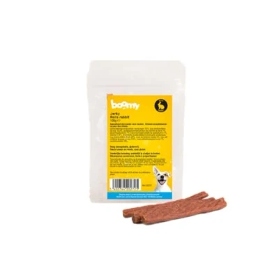 Afbeelding van Boomy Jerky Rolls Rabbit Glutenvrije hondensnacks met konijn Zachte honden snacks 5 x 100g