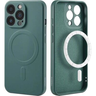 Afbeelding van iMoshion Hoesje Geschikt voor iPhone 13 Pro Siliconen Color Backcover MagSafe Donkergroen