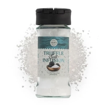 Afbeelding van Saldva zeezout doordrenkt met truffel Premium Gemaakt voor gastronomisch koken en kruiden Glazen pot (95 g)