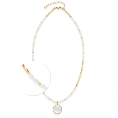 Afbeelding van Leonardo Ketting goldcoloured white, Dames, Maat: One Size, Gold coloured white
