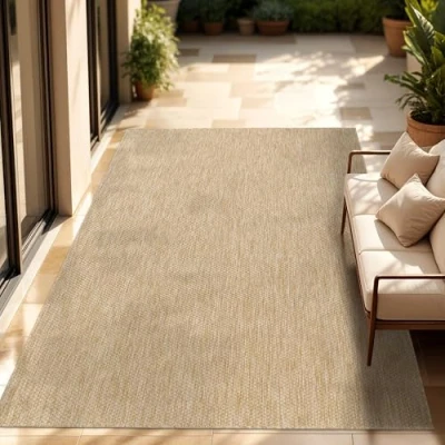 Afbeelding van Paco Home In &amp; Outdoor Balkon Terras Keukenvloerkleed Eenkleurig Gemêleerd Patroon 120x160 cm