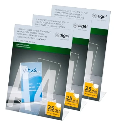 Afbeelding van SIGEL TA210 set van 3 schuine tafel displays, 30,2 x 21,3 7,8 cm, helder acryl