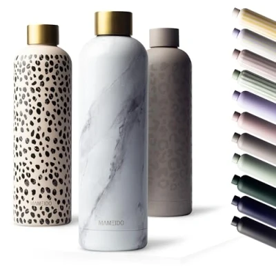Afbeelding van drinkfles roestvrij staal, 500 ml, 750 thermosfles, lekvrij, BPA vrij, geïsoleerde waterfles dubbelwandig, slanke en lichte thermoskan, wit, ml