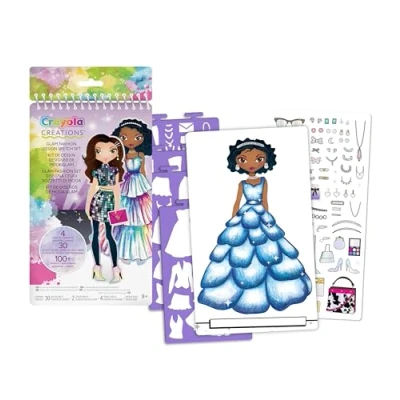 Afbeelding van Crayola Creations Kleurboek Glam Fashion Set Tekenset met Stencils en Stickers Voor Kinderen