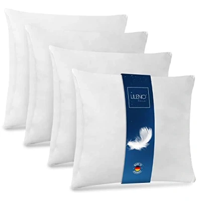 Afbeelding van LILENO HOME Verenkussen 60x60 cm [Set van 4] Kussen 60 x veren als hoofdkussen, slaapkussen en bedkussen perfect voor mensen met allergieën kinderen Veerkernkussen elk 850 g veervulling