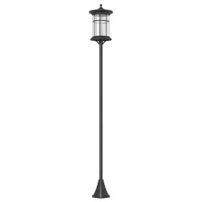 Afbeelding van Outsunny Vloerlamp op zonne energie voor buiten, voet, koudwit, 6000 K, hoogte 184 cm, zwart
