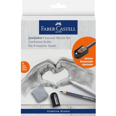 Afbeelding van Houtskoolset Faber Castell 8 delig