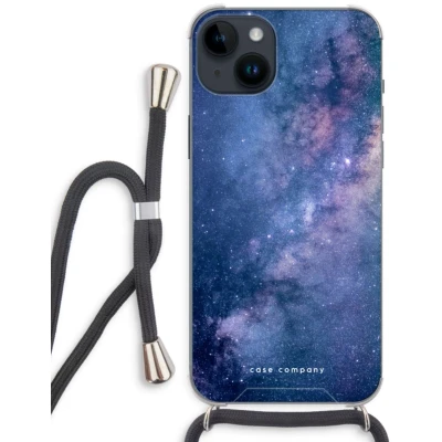 Afbeelding van Case Company® hoesje met Koord geschikt voor iPhone 14 Plus Nebula Telefoonhoesje Zwart Extra Bescherming aan alle Kanten en Over de Schermrand