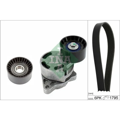 Afbeelding van INA 529 0433 10 Poly V riem set Generatorvrijloop controleren en indien nodig vervangen OPEL: Vivaro A Combi, Movano Minibus, Van