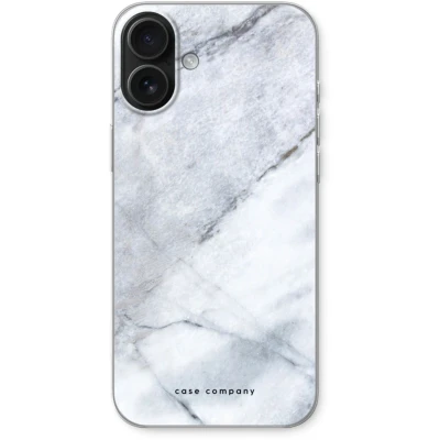 Afbeelding van Case Company® hoesje geschikt voor iPhone 16 Plus Witte marmer Soft Cover Telefoonhoesje Bescherming aan alle Kanten en Schermrand