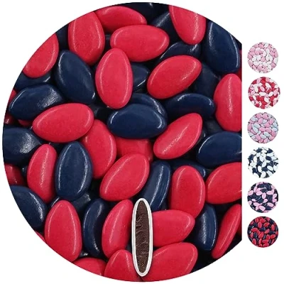 Afbeelding van EinsSein 1 kg chocoladedragees, roze en donkerblauw, ideaal als alternatief voor chocolade, bruiloftsamandelen, suikeramandelen, Nikah Sekeri, ook