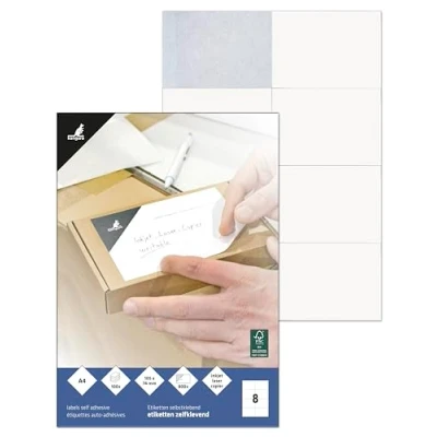 Afbeelding van Kangaro etiket inkjet/laser/kopieer 105x74mm 100 vel 8 stickers per K 10574
