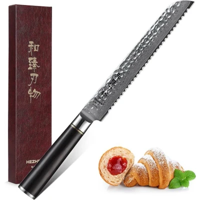 Afbeelding van Professioneel 8&quot; Broodmes VG10 Damascus staal (67 lagen) HEZHEN B1Z Series Handvat van zwaar Ebbenhout