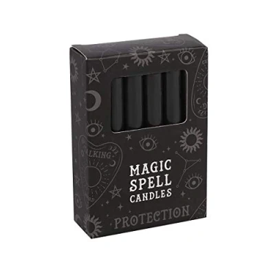 Afbeelding van 12 Magic Spell Kaarsen Bescherming Zwart 10cm