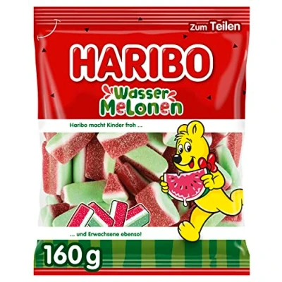 Afbeelding van Bonbon HARIBO Watermeloenen Dragees Snoepjes Totaal 160 gram