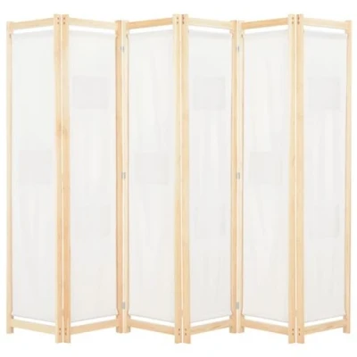 Afbeelding van Kamerscherm met 6 panelen 240x170x4 cm stof crème