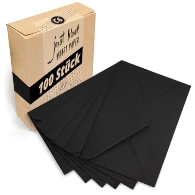 Afbeelding van Japun enveloppen (100 stuks) van papier, envelop zonder venster DIN C6 162 x 114 mm zwart