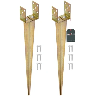 Afbeelding van KOTARBAU® Set van 2 inslaghulzen, U paalhouder, breedte verstelbaar 0 tot 125 mm, verzinkt staal, grondanker voor houten palen, grondanker, paalhouder